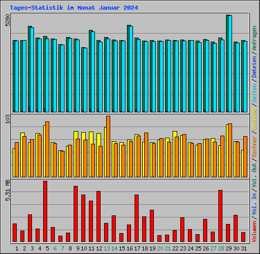 Tages-Statistik im Monat Januar 2024